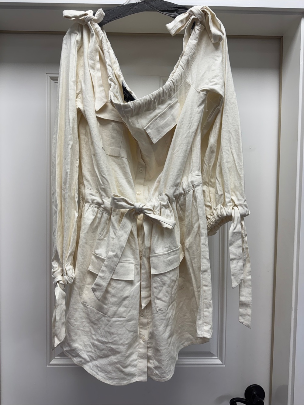 Chrissy Teigen x REVOLVE off-the-shoulder Cream Mini Dress size large - Picture 3 of 14